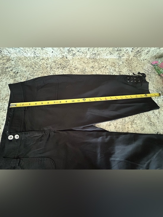 White House Black Market Capri Pants Bermuda Shorts Lace Up Side Ties Black Sz 6 - Picture 11 of 11